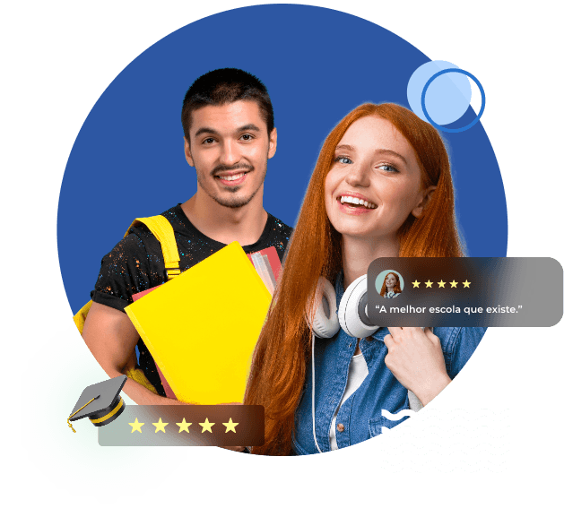 Banner da sessão principal alunos com cadernos em mãos